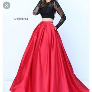 Sherri Hill 2pc Lace Illusion Longsleeve Dress